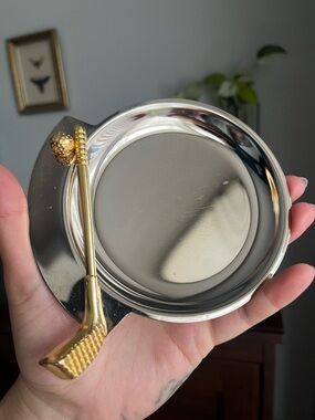 Vintage brass Golf Pin Dish / Coin Tray / Trinket Dish